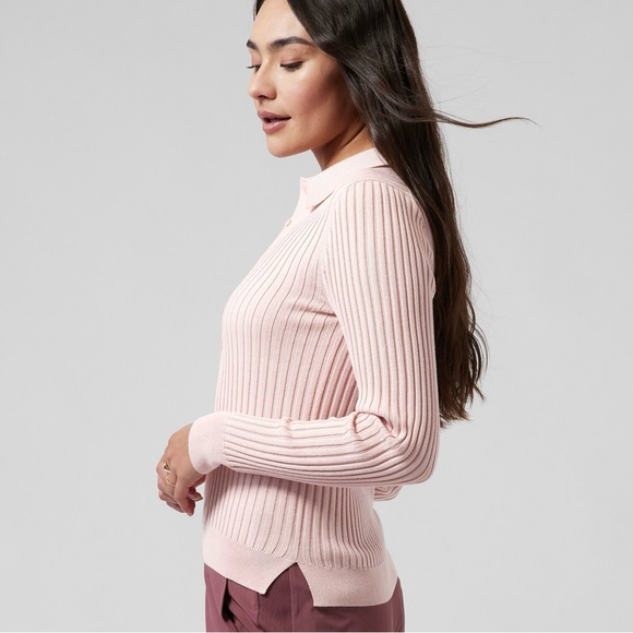 Athleta Sweet Bay Henley Sweater Ribbed Orchid Pink Plus Size 1X 986879 - Picture 5 of 8